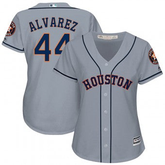Womens Replica Houston Astros 44 Yordan Alvarez Majestic Cool Base Road Gray Jersey