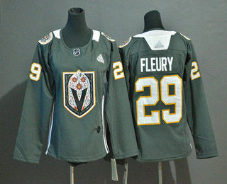 Womens Vegas Golden Knights 29 Marc andre Fleury Gray Dia De Los Muertos Adidas Jersey