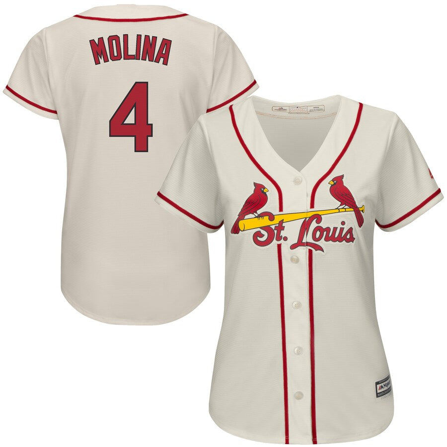 Yadier Molina St Louis Cardinals Majestic Womens Alternate Cool Base Player Jersey Ivory
