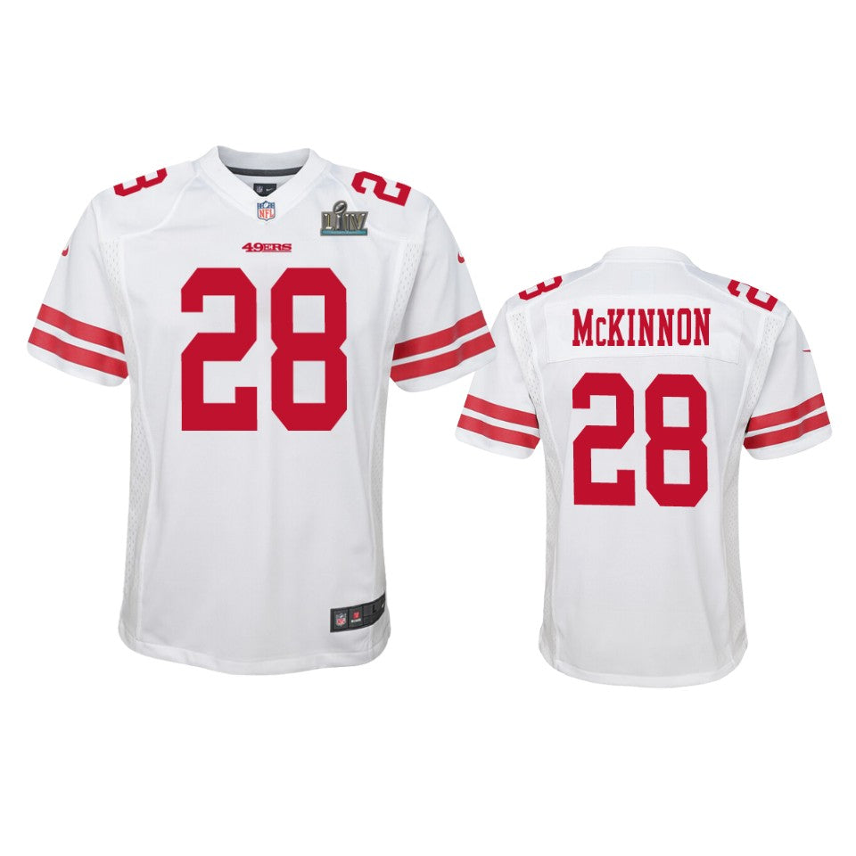 Youth 49ers Jerick Mckinnon White Super Bowl Liv Game Jersey