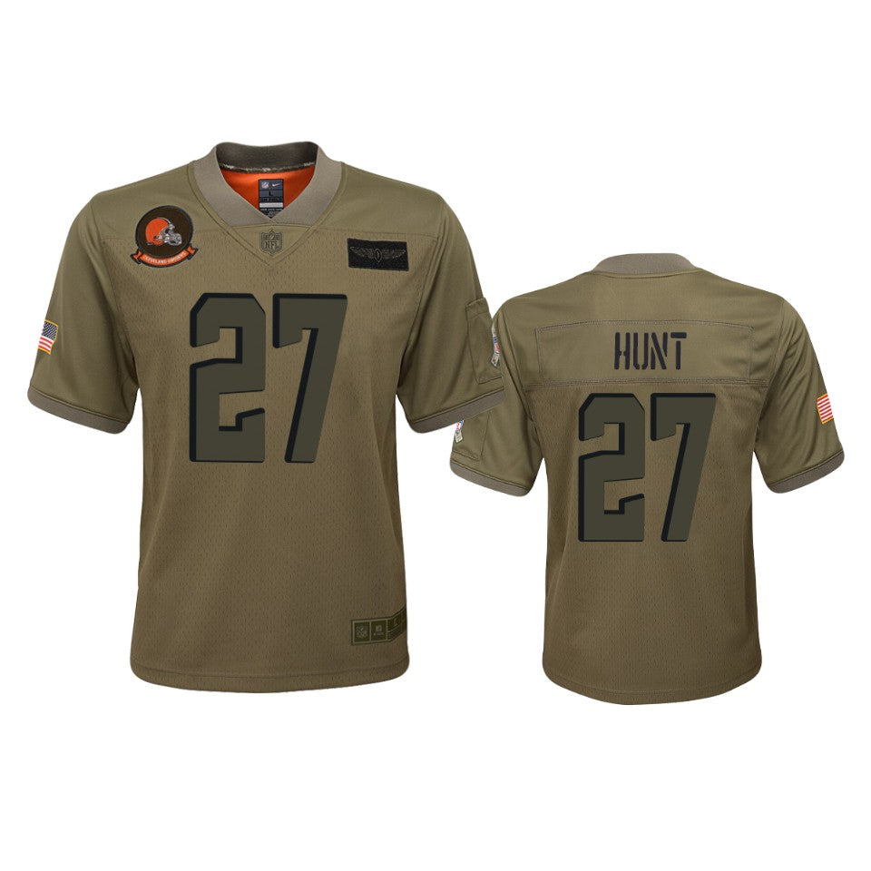 Youth Cleveland Browns Kareem Hunt Camo 2019 Salute To Service Game Jersey