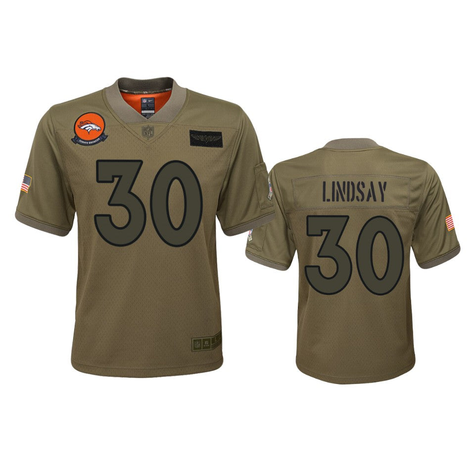 Youth Denver Broncos Phillip Lindsay Camo 2019 Salute To Service Game Jersey