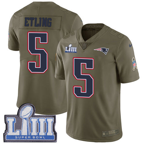 Youth New England Patriots 5 Danny Etling Olive Nike Nfl 2017 Salute To Service Super Bowl Liii Bound Limited Jersey