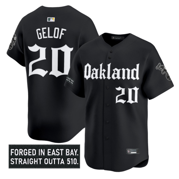 Zack Gelof Jersey #20 Oakland Athletics Gothic East Bay Edition Stitched
